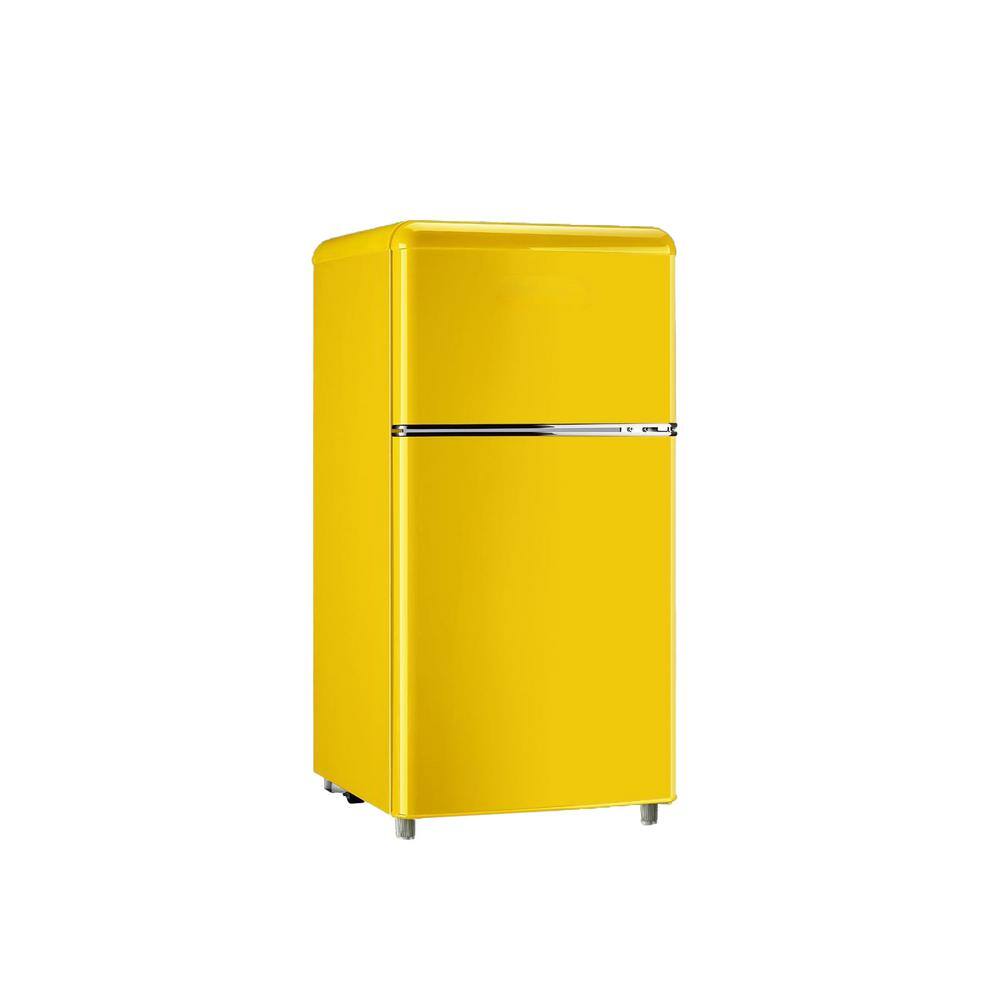 HOMLUX 2.5 cu. ft. Freezer Manual Defrost Upright Mini Upright Freezer in Yellow/Gold with Shelves