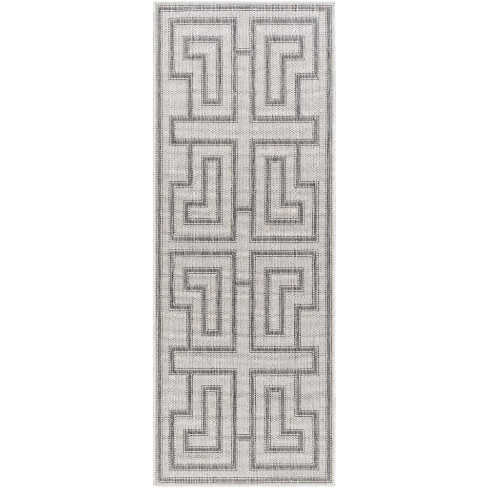 Long Beach Light Gray Geometric 3 ft. x 7 ft. Indoor/Outdoor Runner Indoor/Outdoor Area Rug price history on PriceWatchPro