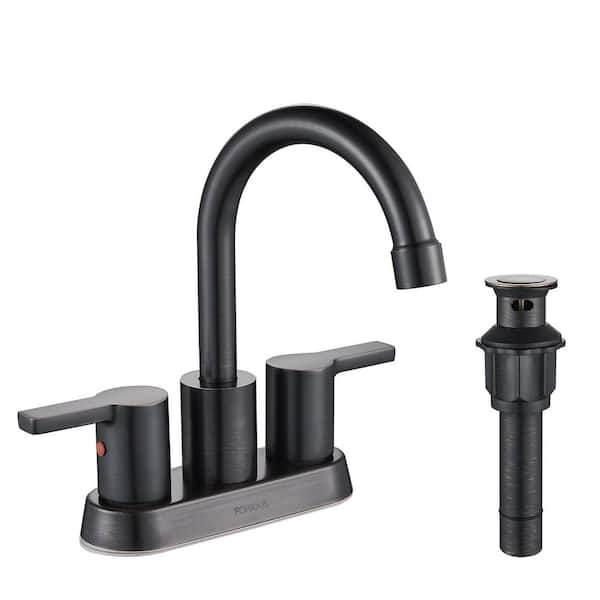 FORIOUS Bathroom Faucet 2 Handle 4 Inch Centerset Lead-Free Bathroom Sink Faucet Gold in Bathroom