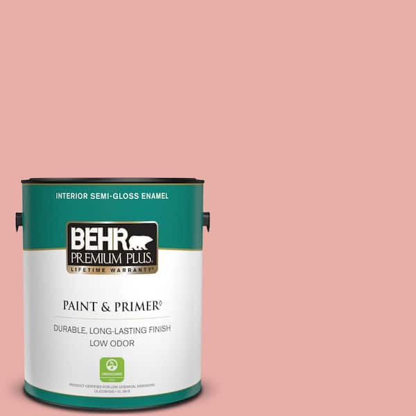 BEHR PREMIUM PLUS 1 gal. #160C-3 Rose Silk Semi-Gloss Enamel Low Odor Interior Paint & Primer