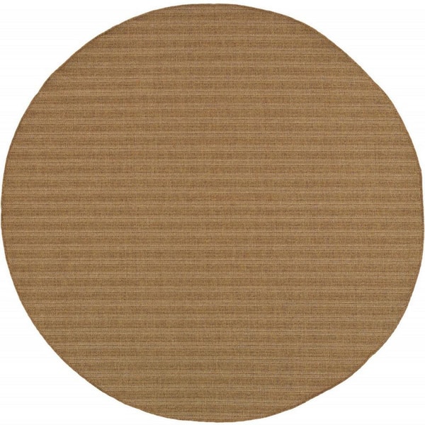 Tan 8 ft. x 8 ft. Loomed Polypropylene Round Indoor/Outdoor Area Rug