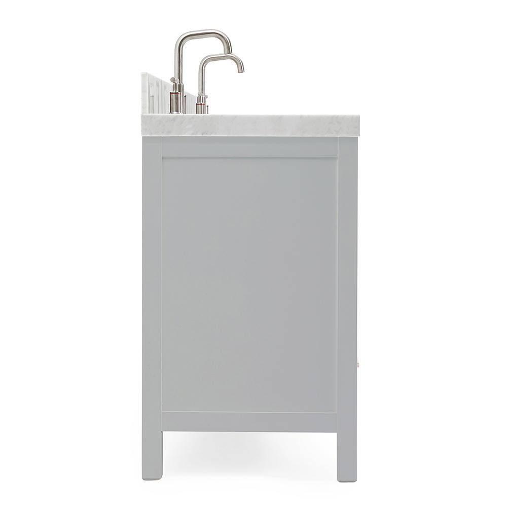 Cambridge 72'' Gray Wood Double Freestanding Bathroom Vanity with Carrara Marble Top