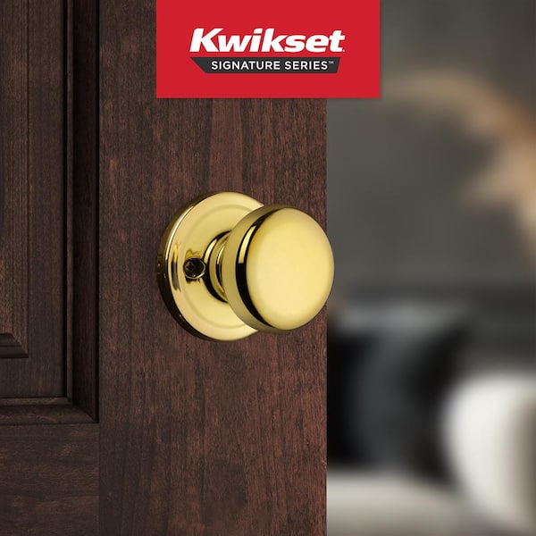 Kwikset Juno Polished Brass Half-Dummy Door Knob with