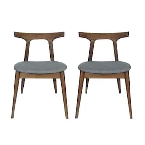 Currant Walnut and Gray Fabric Dining Chair (Set of 2)