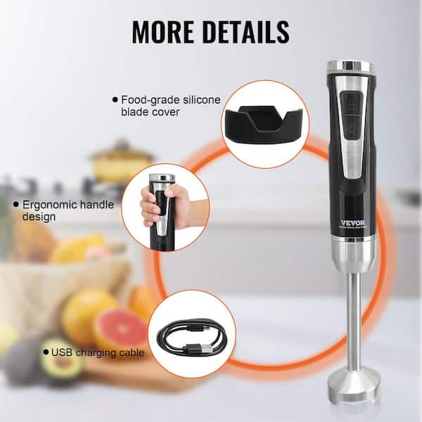 GE 2-Speed Stainless Steel Immersion Hand Blender with Whisk, Blending, and  Chopping Jar Attachments G8H1AASSPSS - The Home Depot