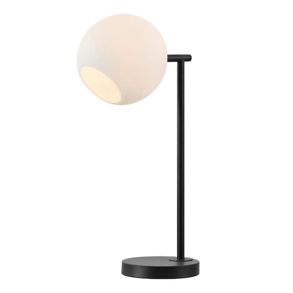 JONATHAN Y Charles 20.5 in. Contemporary Modern Metal/Marble LED Table Lamp, Black