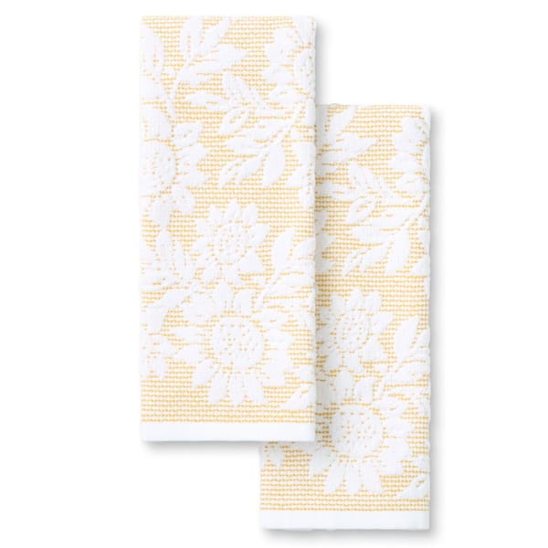Woodland Harvest Jacquard Sunflowers Yellow Cotton Kitchen Towel Set 16 in. x 28 in. (2-Pack)