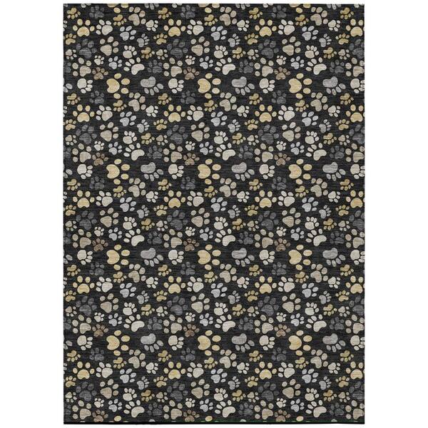 Chantille Machine Washable Indoor/Outdoor Abstract ACN3061 Black 10 ft. x 14 ft. Area Rug