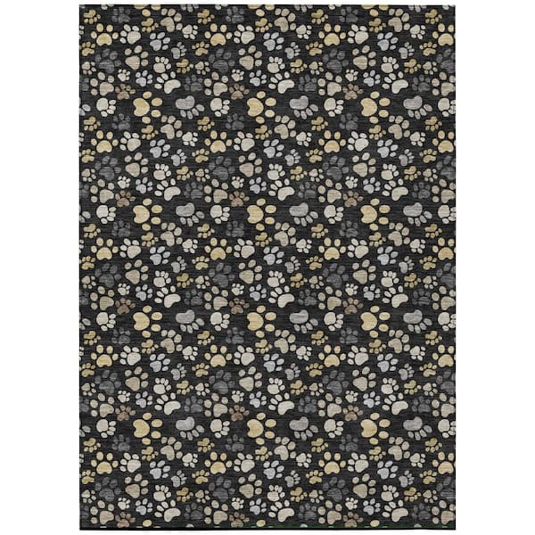 Chantille Machine Washable Indoor/Outdoor Abstract ACN3061 Black 3 ft. x 5 ft. Area Rug