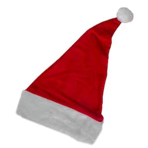 19 in. Red and White Unisex Adult Christmas Santa Hat- 1 Size