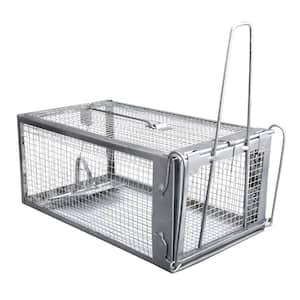 Indoor/Outdoor Metal Rat Mouse Cage Trap Live Chipmunk Trap Humane Mouse Rat Cage Trap for Indoors and Outdoors, Silver