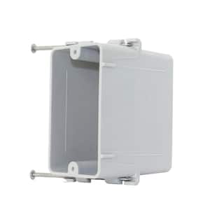 New Work 1-Gang 20 cu. in. Nail-on Electrical Outlet Box and Switch Box with Knockouts, Gray