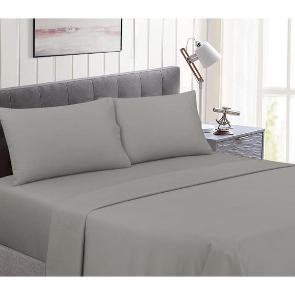 Nouvelle Home Perfectly Cotton 6-Piece Gray Solid Cotton Queen Sheet Set