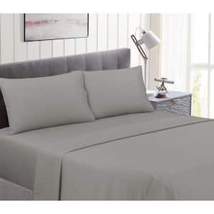 Perfectly Cotton 4-Piece Gray Solid Cotton Twin XL Sheet Set