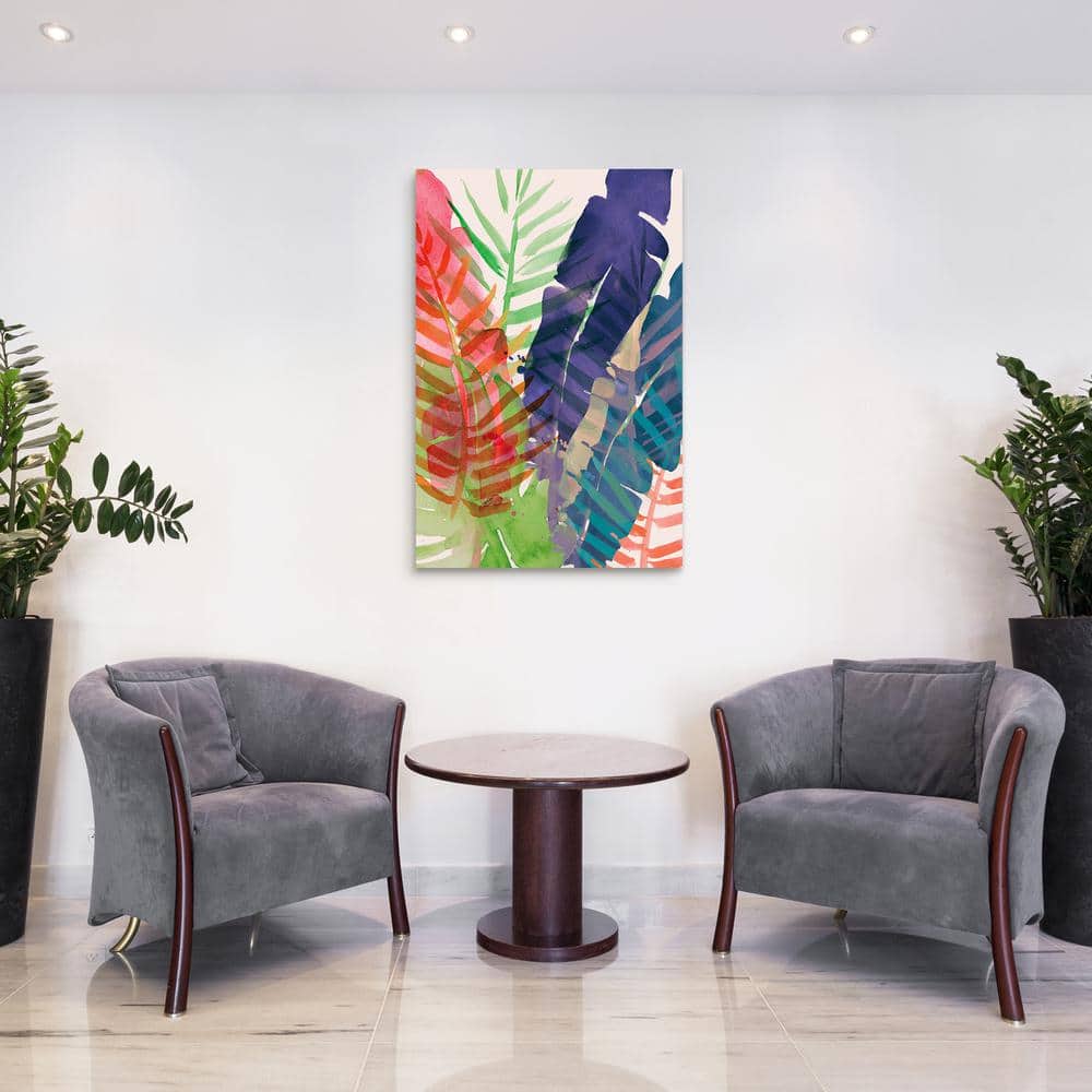 Electric Palms Multicolor Frameless Tempered Glass Wall Art, 48" x 32"
