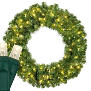 Sequoia Fir 30 in. Pre-Lit Artificial Commercial Wreath with 100 Warm White LED Lights