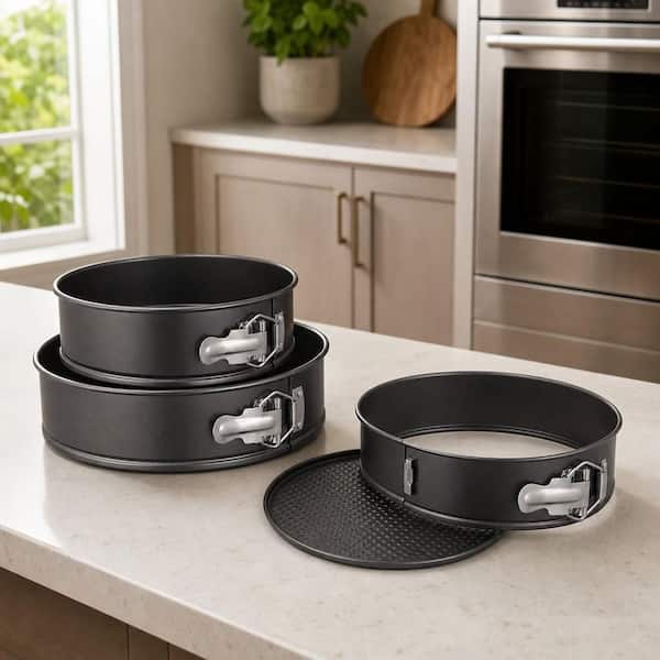 Numhew Round Cake Pan Set, Non-stick and Leakproof Springform Pan, Including 3 Pieces 6 in. 8 in. 10 in. (Set of 3)