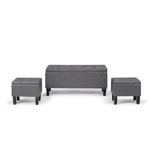 Dover 44 in. Contemporary Storage Ottoman in Stone Grey Faux Leather