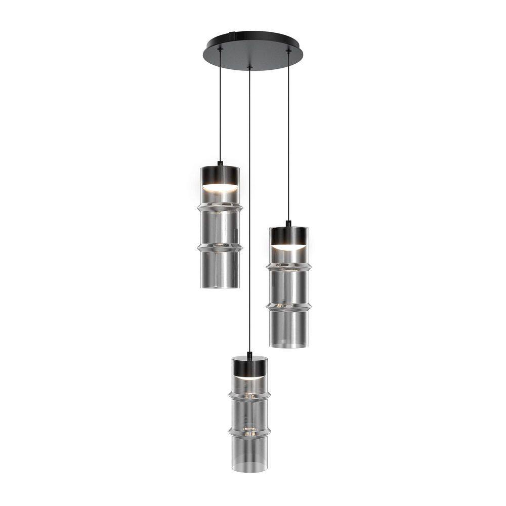 Kanister Round Multi Black/Smoke Glass Indoor Pendant Light with Glass Shade Integrated LED 3000K price history on PriceWatchPro