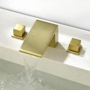 8 in. Widespread 2-Handle Bathroom Faucet with Waterfall in Brushed Gold