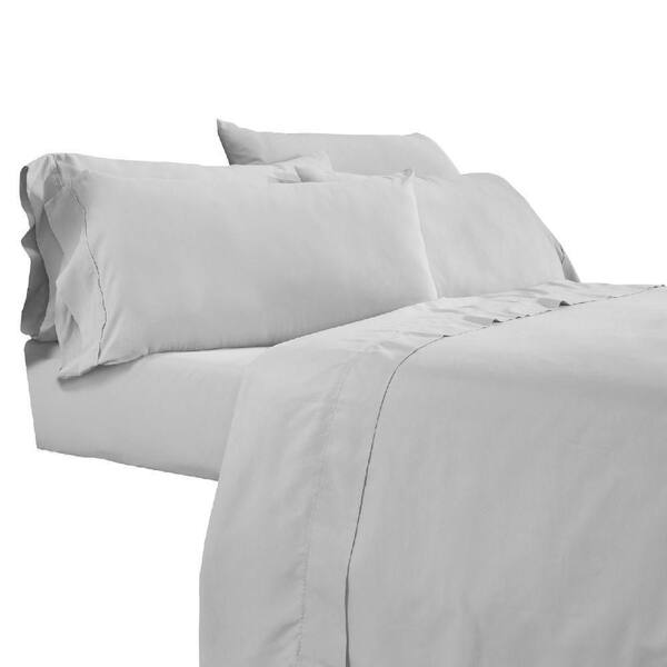 Benjara Minka 6-Piece Gray Solid Soft Antimicrobial Microfiber King Bed Sheet Set
