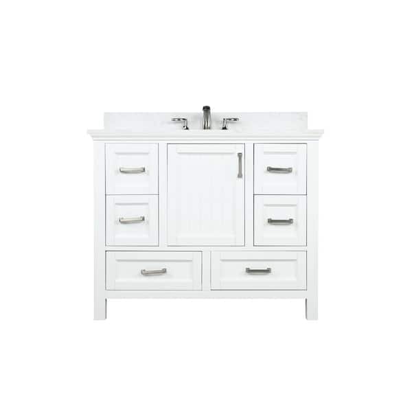 Altair Isla 42 in. Single Bathroom Vanity in White with Composite Stone Vanity Top in Carrara with White Basin
