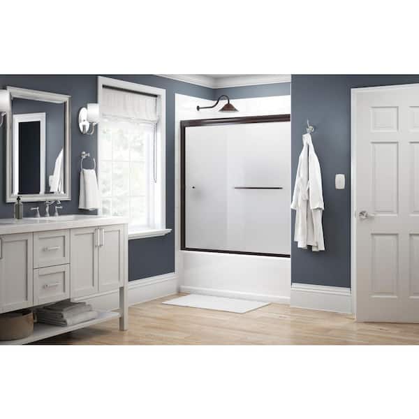 Everly 60 in. x 58-1/8 in. Traditional Semi-Frameless Sliding Bathtub Door in Bronze and 1/4 in. (6mm) Clear Glass