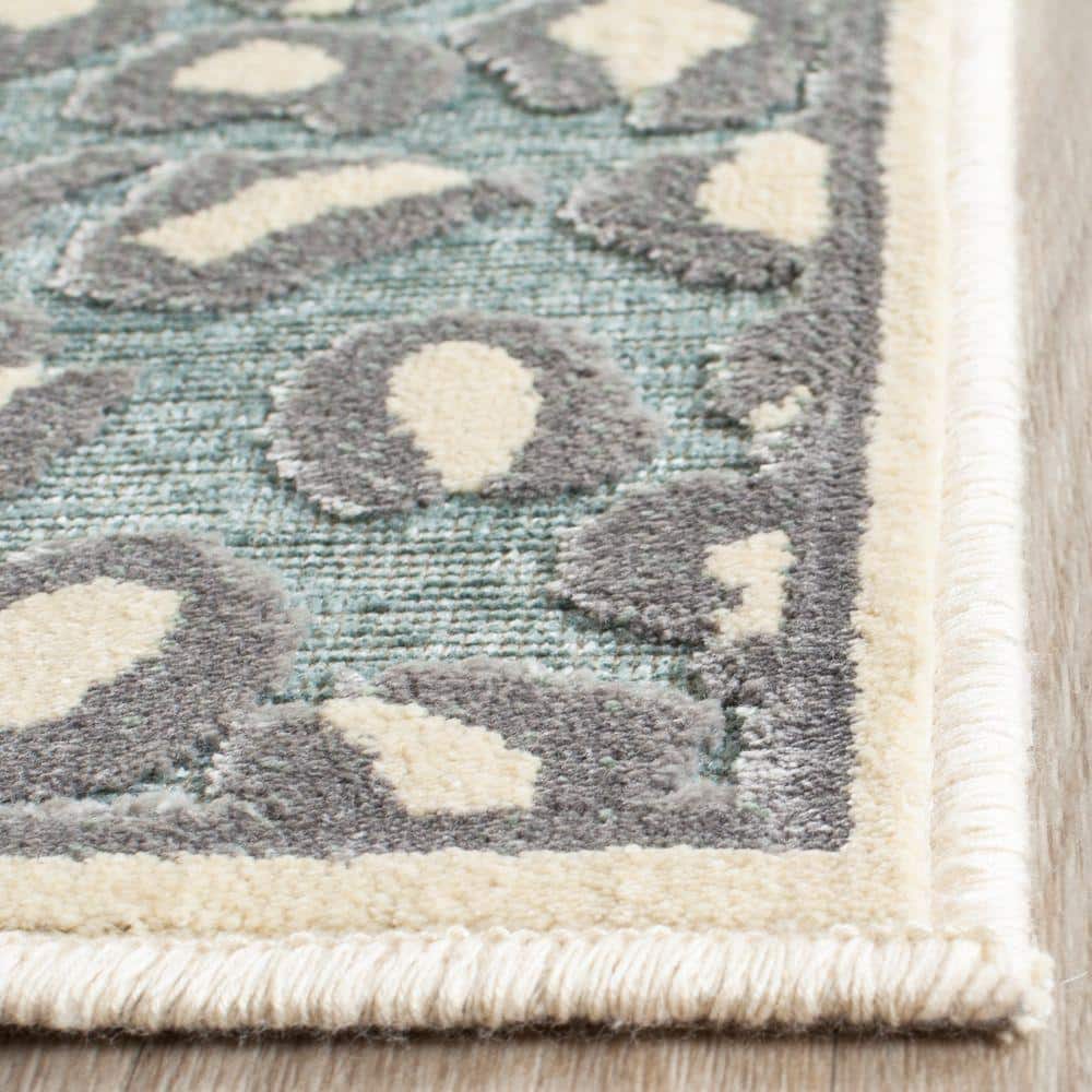Spruce Essence Cream Hand-Knotted Viscose Silk Blend Area Rug 5'3" x 7'6"