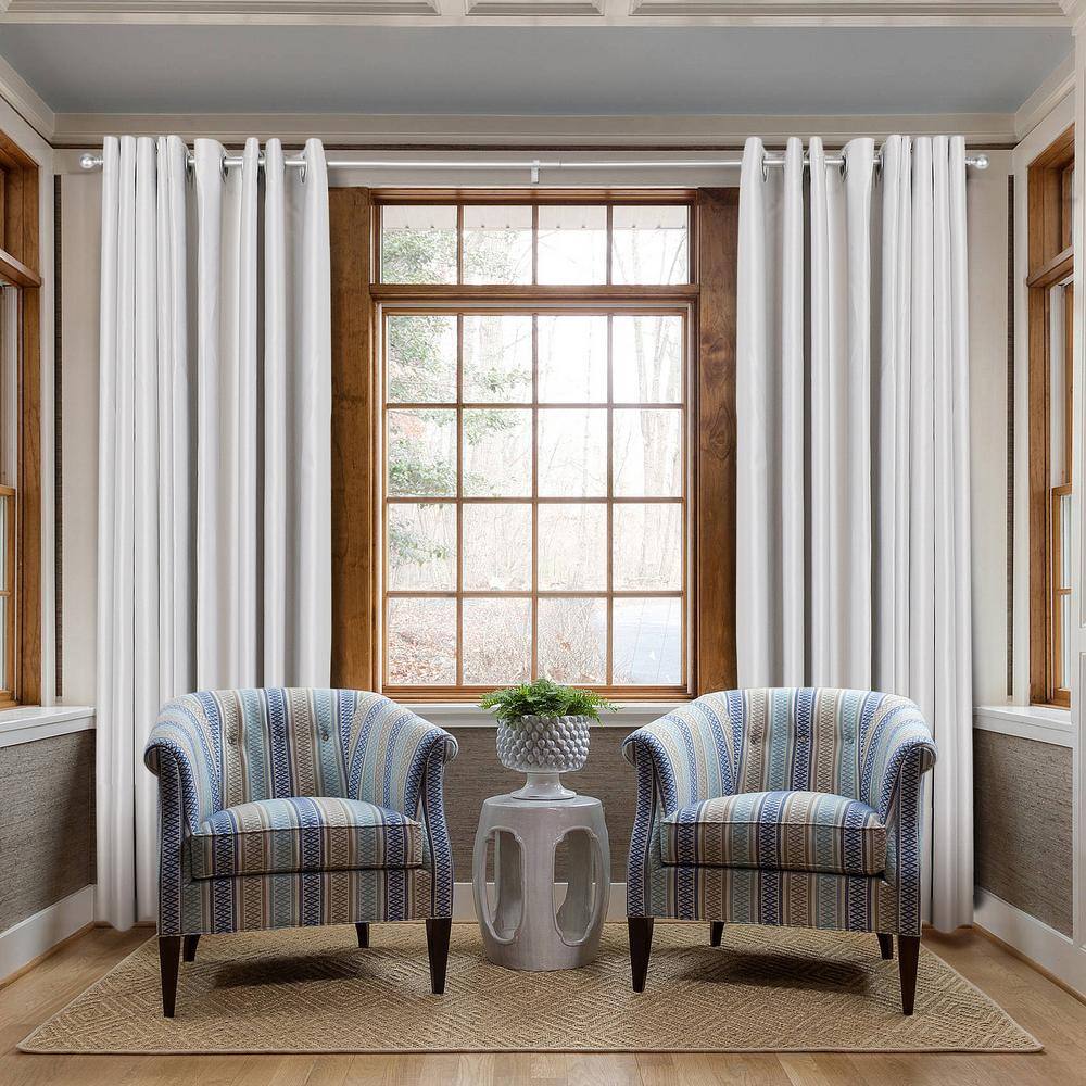 Adjustable Nickel Curtain Rod with Decorative Finials, 48-86 inches