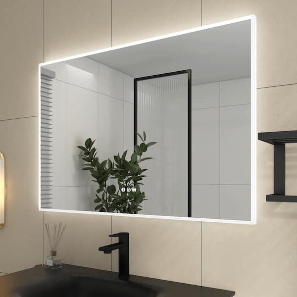 JimsMaison 39 in. W x 28 in. H Rectangle Acrylic Framed Color Temperature Adjust LED Wall Mounted Bathroom Vanity Mirror