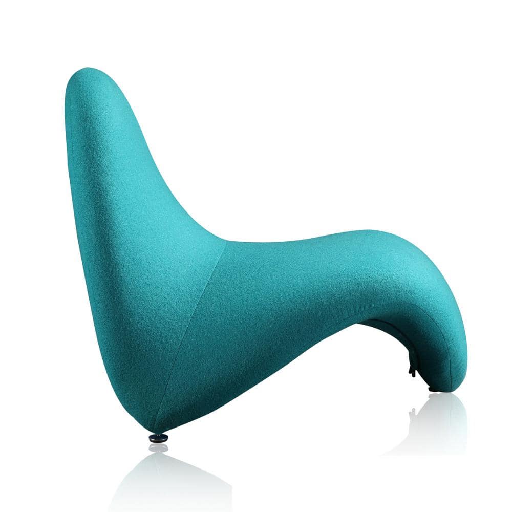 Teal Wool Sculptural Geometric Accent Chair Set