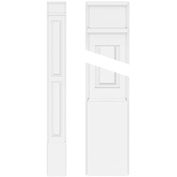 Ekena Millwork 2 in. x 4 in. x 60 in. 2-Equal Raised Panel PVC Pilaster Moulding with Decorative Capital and Base (Pair)