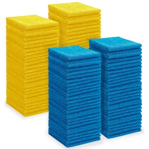 Edgeless Technology Microfiber Towels, 2 Free Dispenser Boxes, 12 in. x 12 in., Yellow/Blue (100-Pack)
