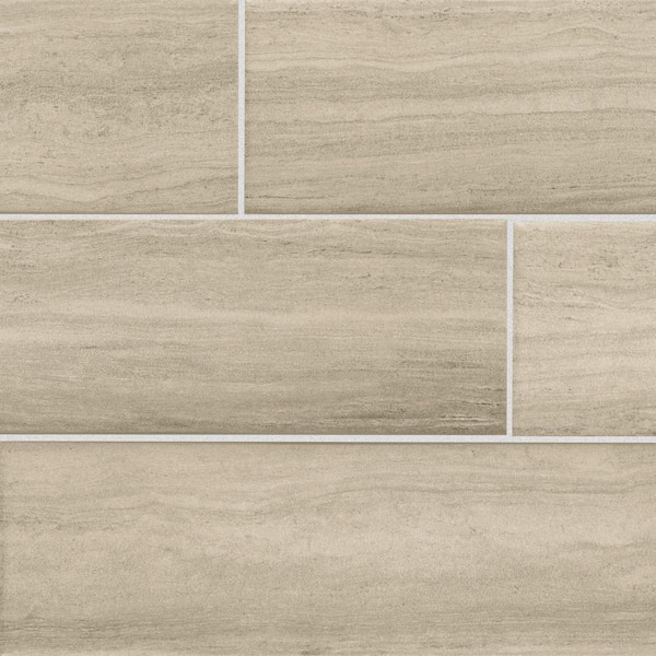 Daltile Rivendell Greige Travertine 4 in. x 4 in. Glazed Ceramic Sample Tile