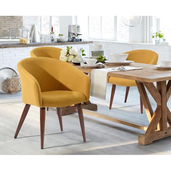 Homy Casa Aokelan Yellow Fabric Upholstered Arm Leisure Chair