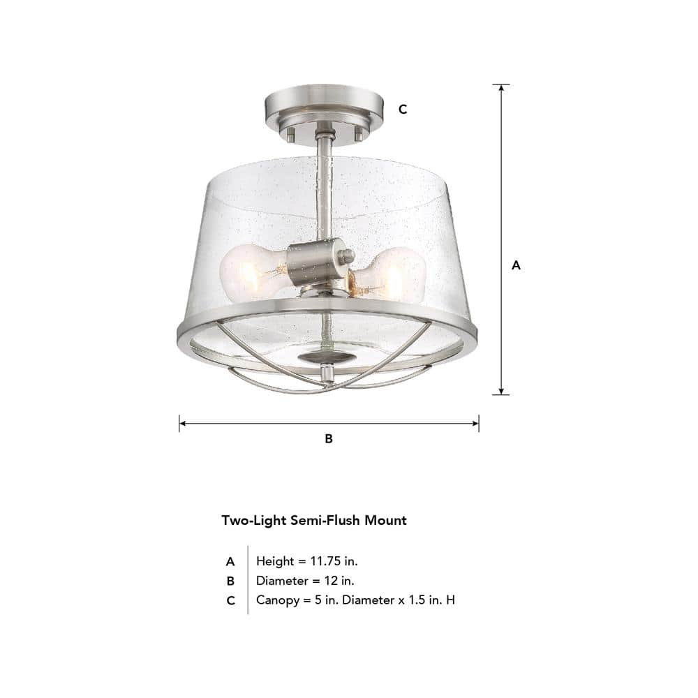 Darby Satin Platinum Glass Semi-Flush Mount Ceiling Light