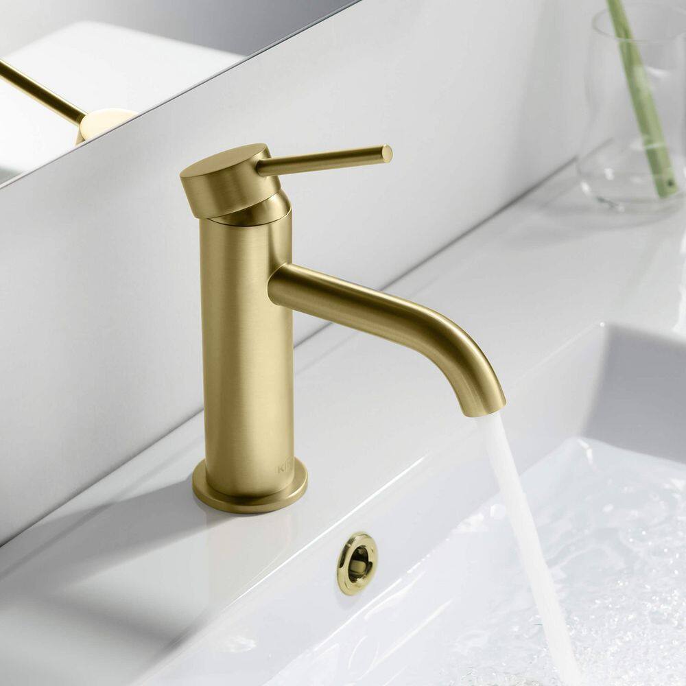 Brushed Gold Brass Single Handle Bathroom Faucet