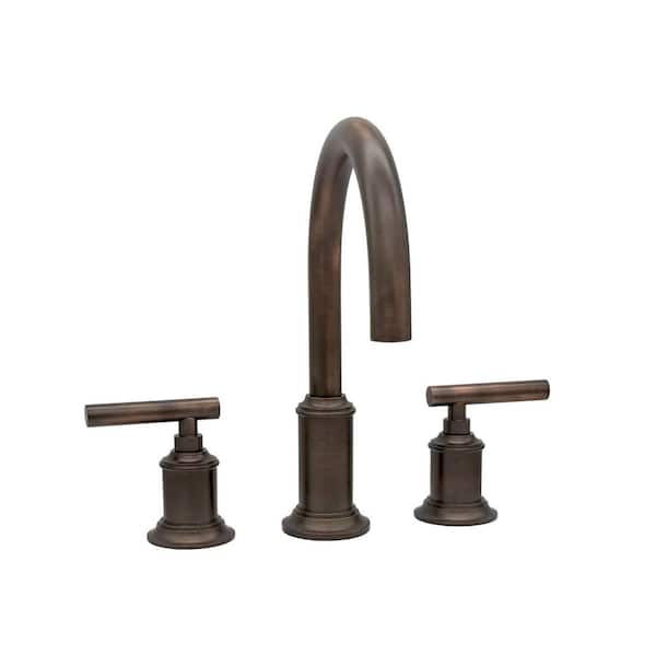 Napa 8 in. Widespread 2-Handle Gooseneck Bathroom Sink Faucet with Lever Handles and Drain in Oil Rubbed Bronze