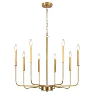 8-Light Dark Gold Farmhouse Candle Style Chandelier for Living Room Kitchen Island with No Bulbs Included