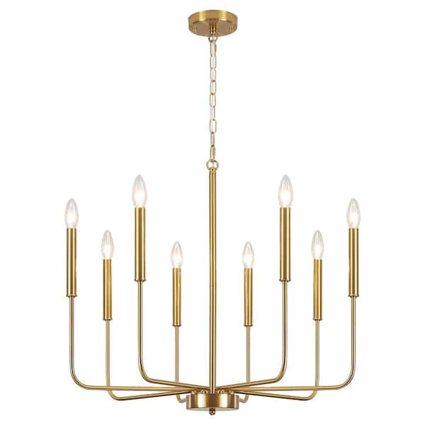 ZJVAIVE 8-Light Dark Gold Farmhouse Candle Style Chandelier for Living Room Kitchen Island with No Bulbs Included