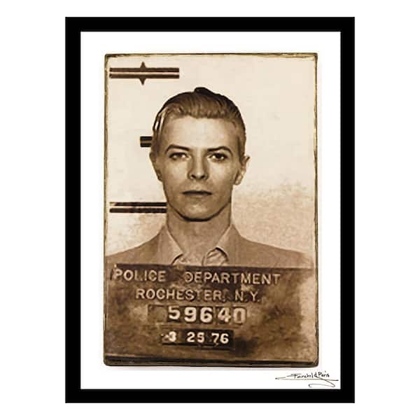 VENICE BEACH Collections David Bowie 1976 Mugshot by Unknown 1-Piece Framed Graphic Print Abstract Poster Art Print 18 in. x 14 in.