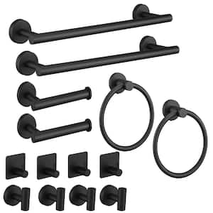 14-Piece Bath Hardware Set with Mounting Hardware in Matte Black