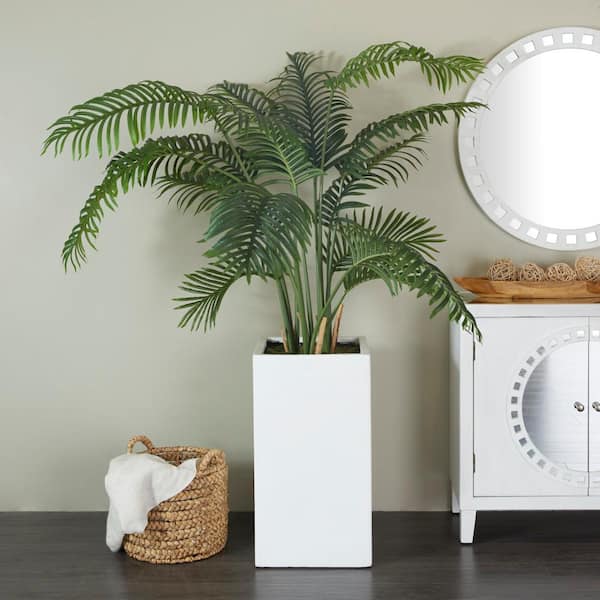 Litton Lane 63 in. H Fern Artificial Tree with Realistic Leaves and White Fiberglass Pot