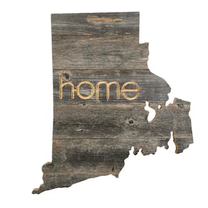 Large Rustic Farmhouse Rhode Island Home State Reclaimed Wood Wall Art