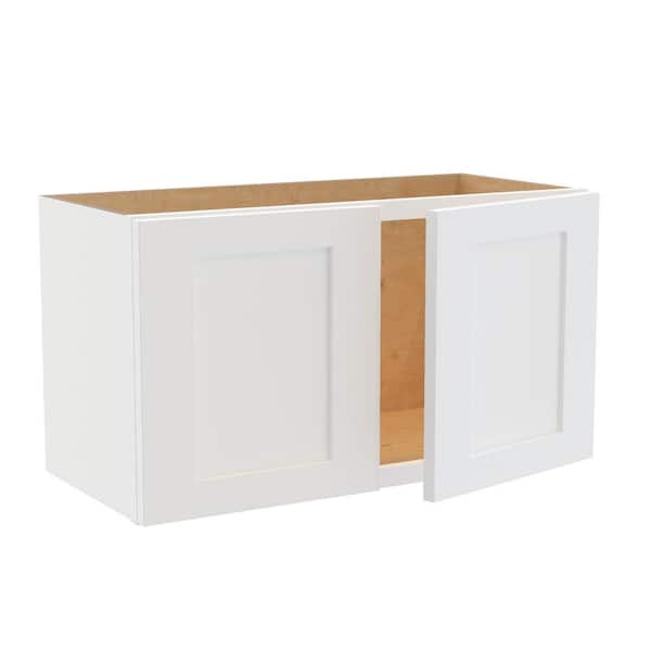 Home Decorators Collection Newport 24 in. W x 24 in. D x 15 in. H Assembled Plywood Wall Bridge Kitchen Cabinet in Pacific White with Soft Close