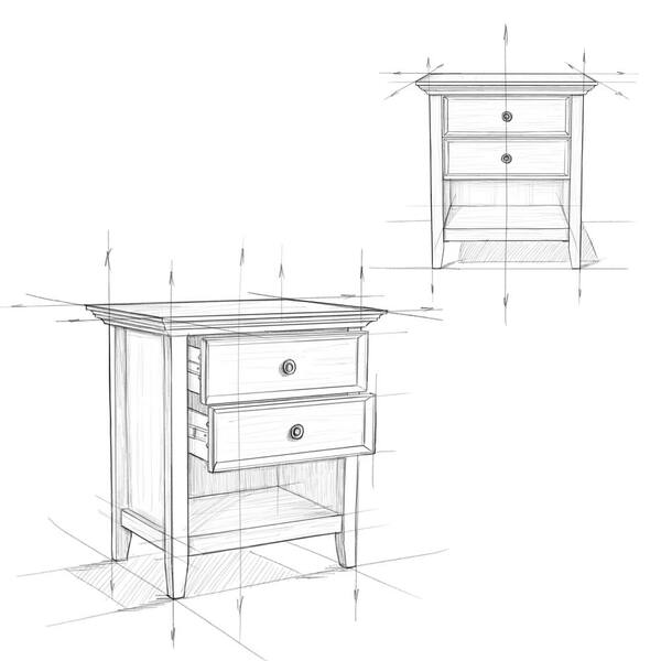 Simpli Home Amherst Nachttisch Aus Massivholz, Weiß – Mit 2 Schubladen & Offenem Regal, 61 Cm Breit