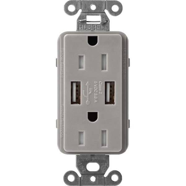 Lutron Claro 15 Amp USB Duplex Outlet, Cobblestone (SCR-15-UBTR-CS)