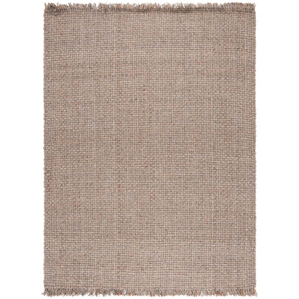 SAFAVIEH Natural Fiber Beige/Gray 8 ft. x 10 ft. Woven Striped Area Rug