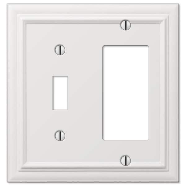 AMERELLE Continental 2 Gang 1-Toggle and 1-Rocker Metal Wall Plate - White