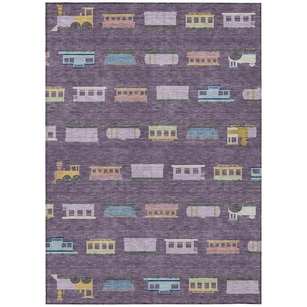 Chantille Machine Washable Indoor/Outdoor Abstract ACN2621 Plum 10 ft. x 14 ft. Area Rug